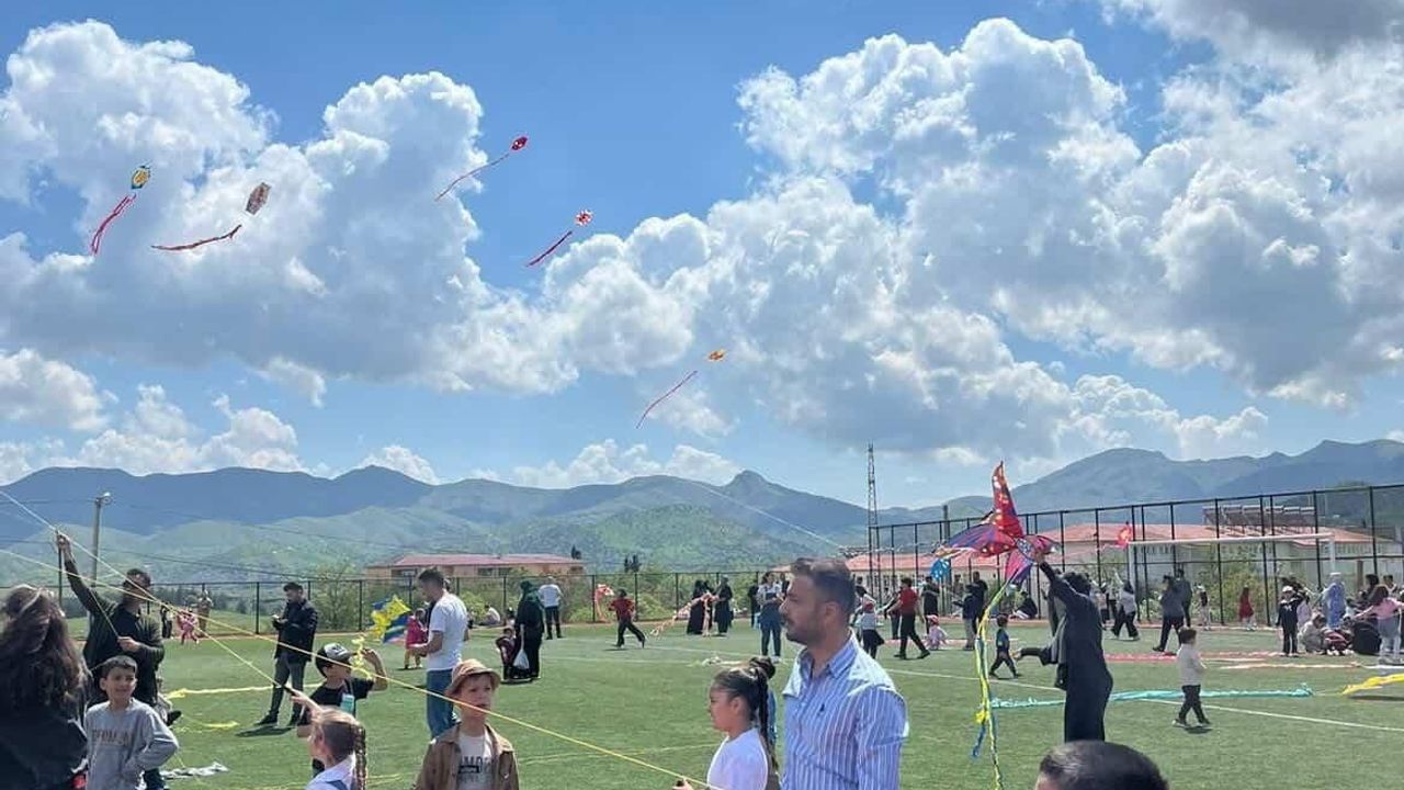 Siirt'te Fatih İlkokulu'nun 5'inci Uçurtma Şenliği Gökyüzünü Renklendirdi