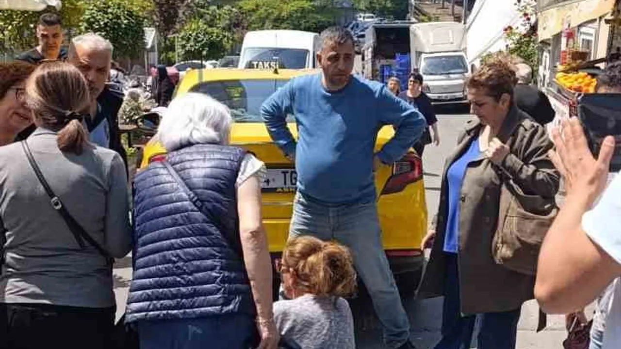 Şişli Bomonti'de geri manevra yapan taksi, yaşlı kadının yaralanmasına neden oldu