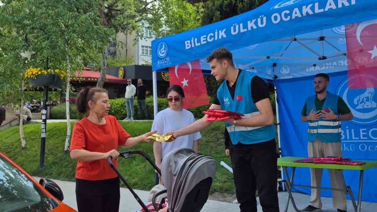 Ülkü Ocakları Bilecik İl Başkanlığı, Anneler Günü'nde çarşı meydanında kadınlara hediye verdi