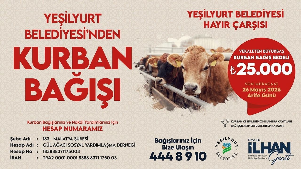 Yeşilyurt Belediyesi'nden vekaleten kurban bağışı kampanyası: son başvuru 26 Mayıs 2026