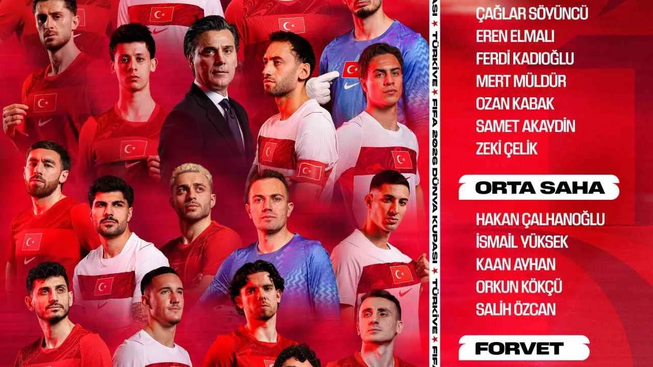 A Milli Takım'ın 2026 Dünya Kupası kadrosu belli oldu: Vincenzo Montella'nın 26 kişilik listesi