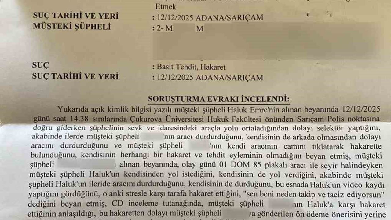 Adana'da trafikte hakaretlere maruz kalan genç konuştu