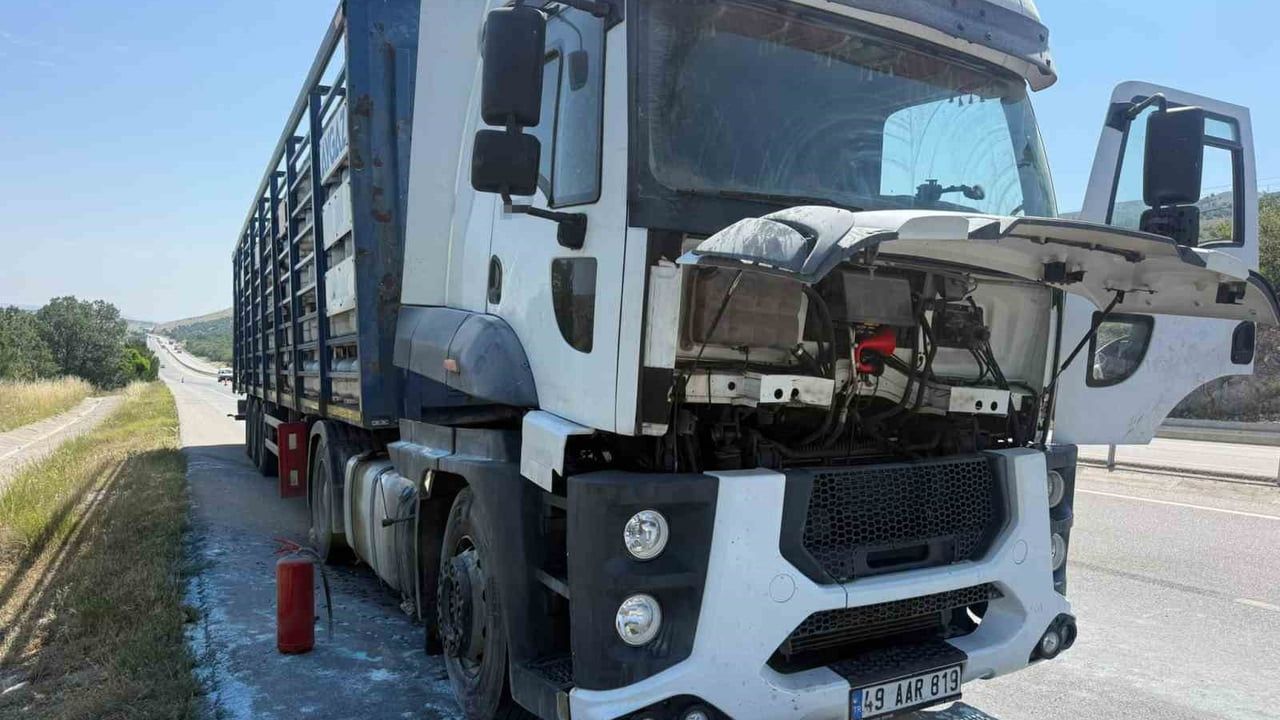 Afyonkarahisar’da tüp yüklü tırın motorunda yangın