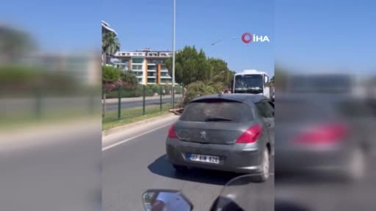 Alanya'da alkollü sürücünün kullandığı midibüs refüjü aşıp karşı şeride geçti