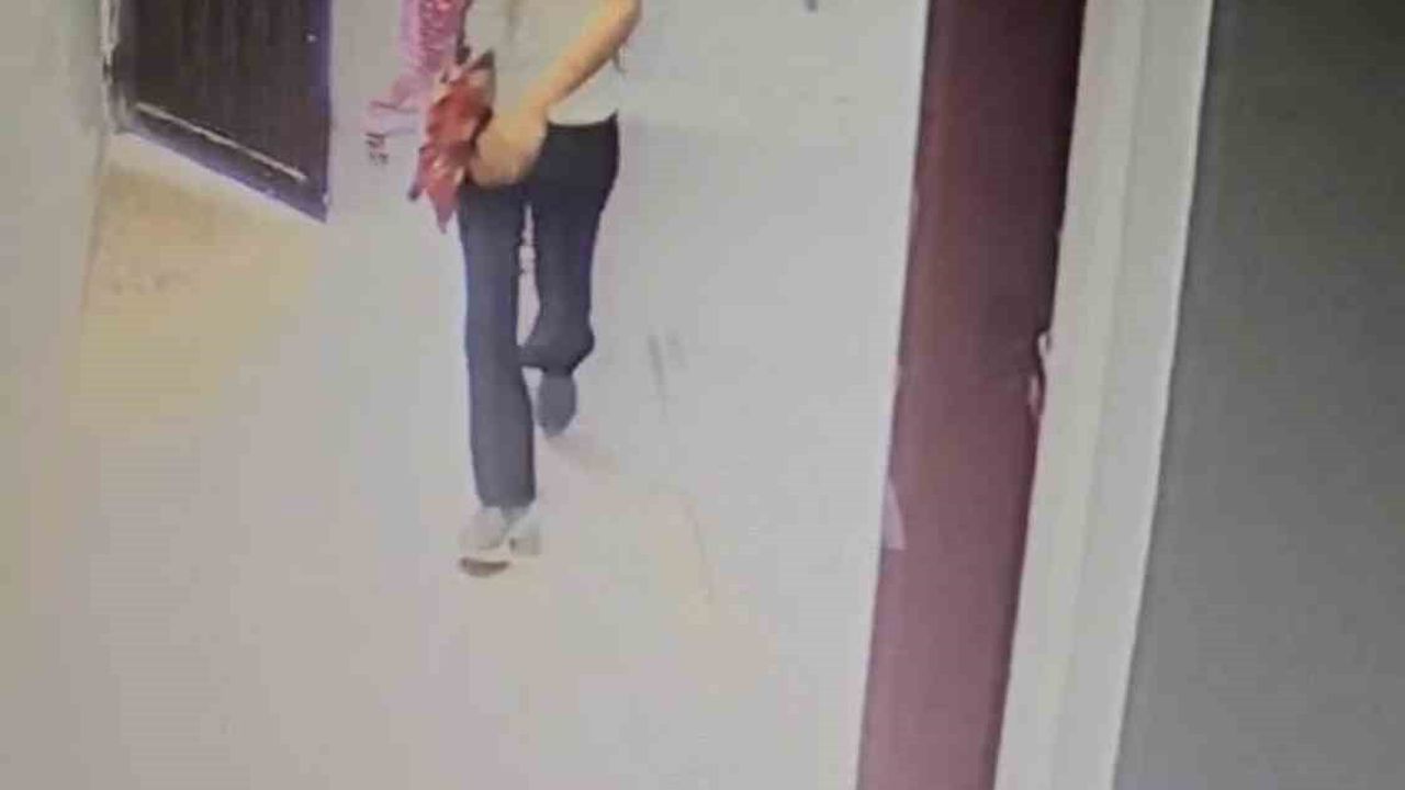 Apartmanın giriş kapısını zorlayan iki şüpheli kamerada