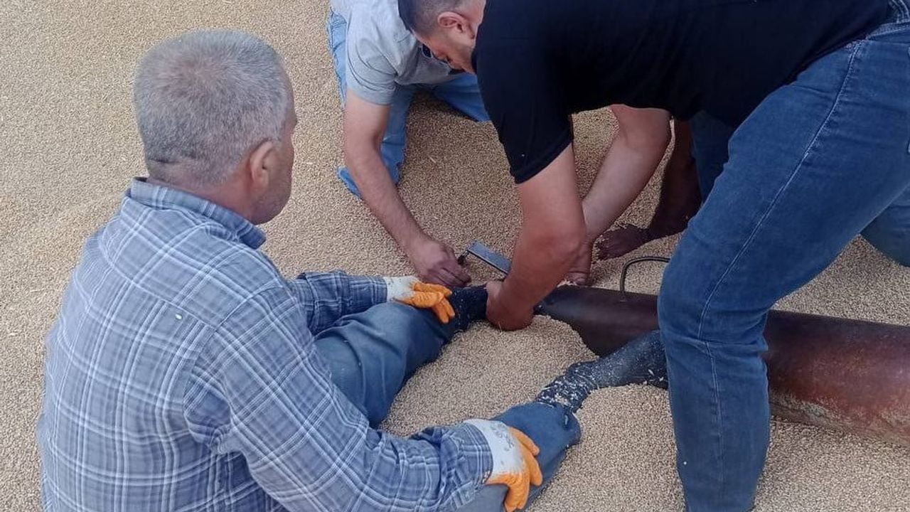 Ayağını hububat elevatörüne kaptıran kişi yaralandı