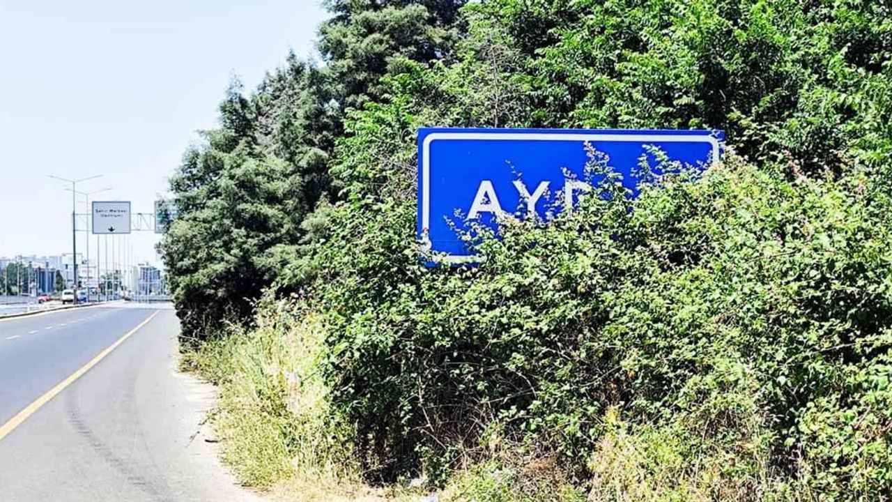 Aydın tabelası çalılar arasında kalarak görünürlüğünü yitirdi