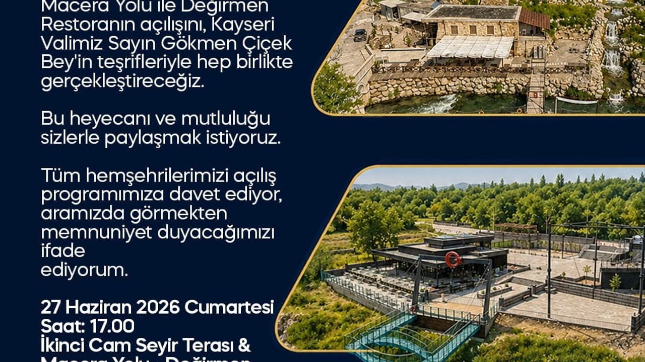 Başkan Metin’den İkinci Cam Seyir Terası & Macera Yolu ve Değirmen Restoran açılışına davet