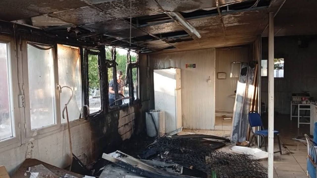 Defne'de iş yeri alevlere teslim oldu