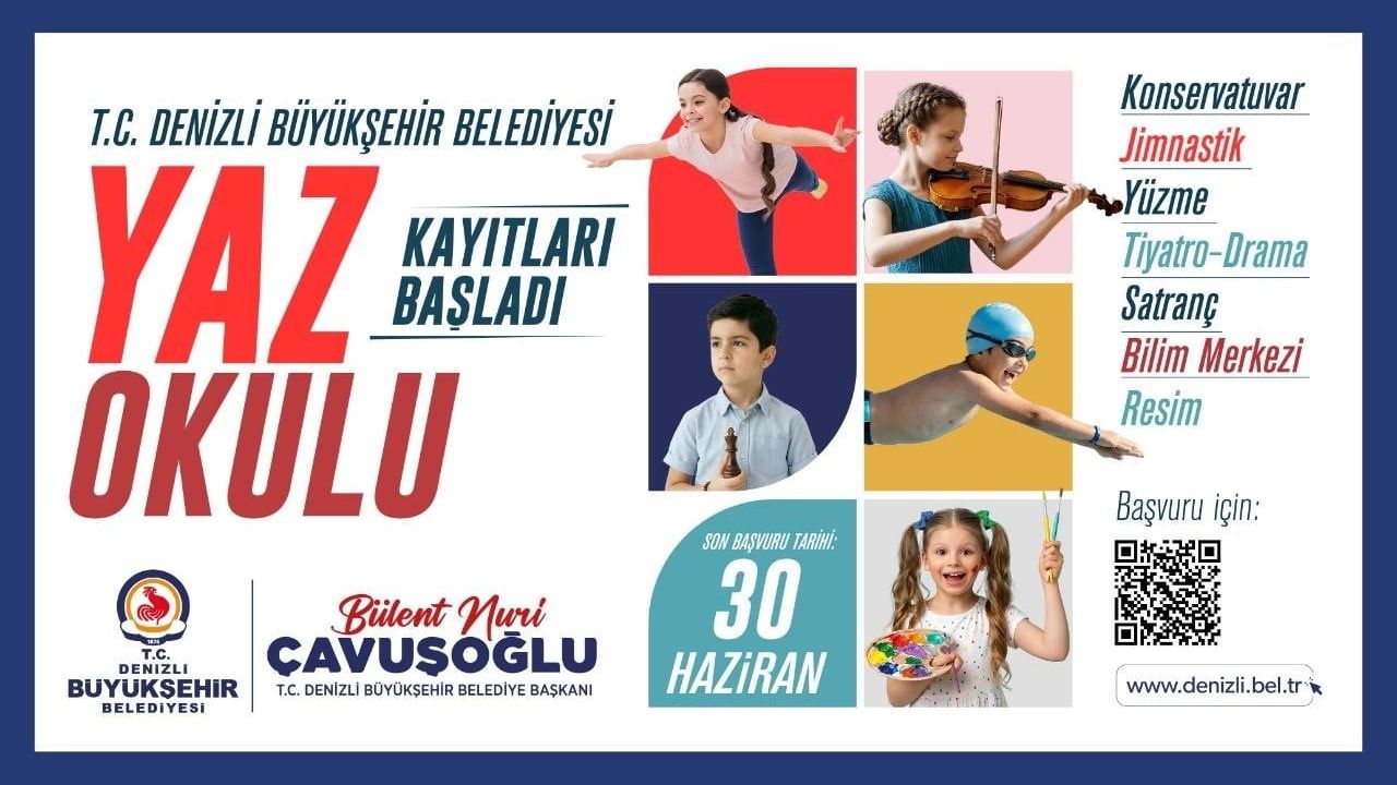 Denizli Büyükşehir Belediyesi Yaz Okulu kayıtları başladı — Başvurular 30 Haziran 2026'ya kadar