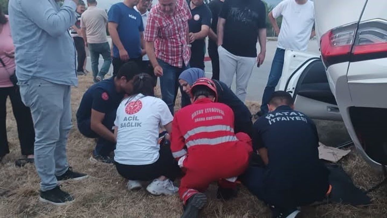 Dörtyol’da takla atan otomobilin sürücüsü yaralandı
