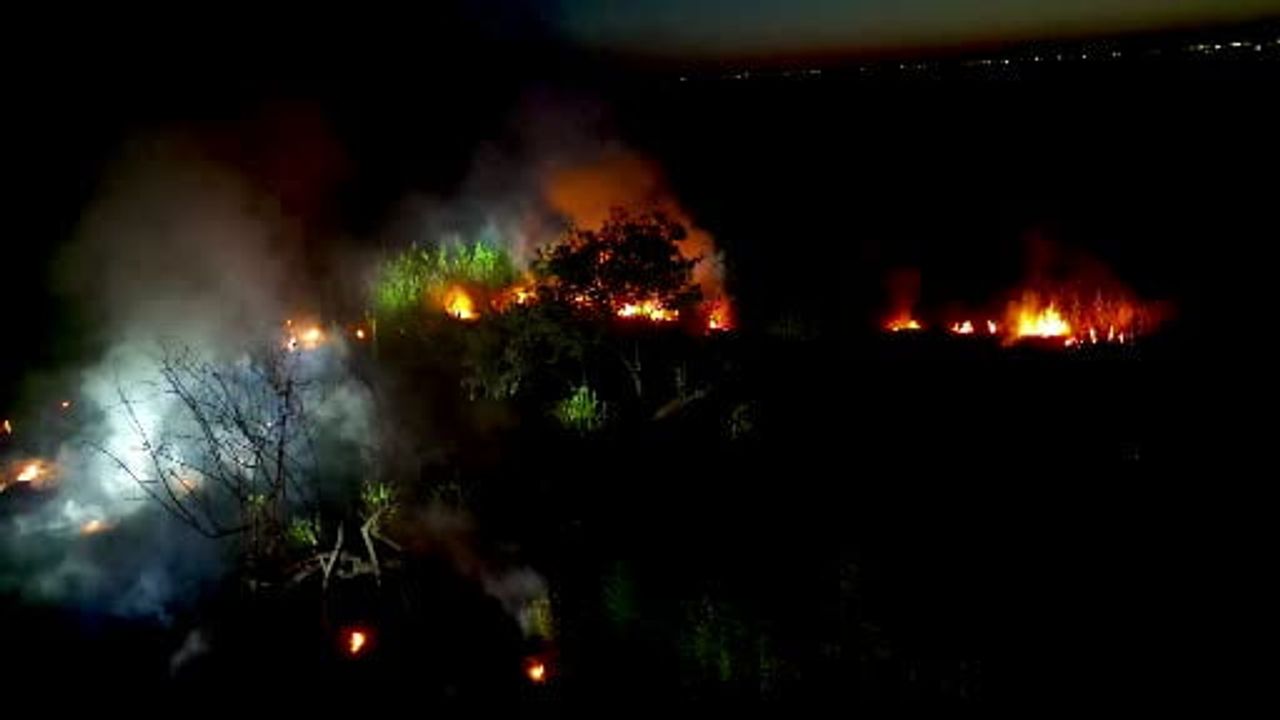 Eber Gölü'ndeki sazlık yangını sulak alana ulaşınca kendiliğinden söndü