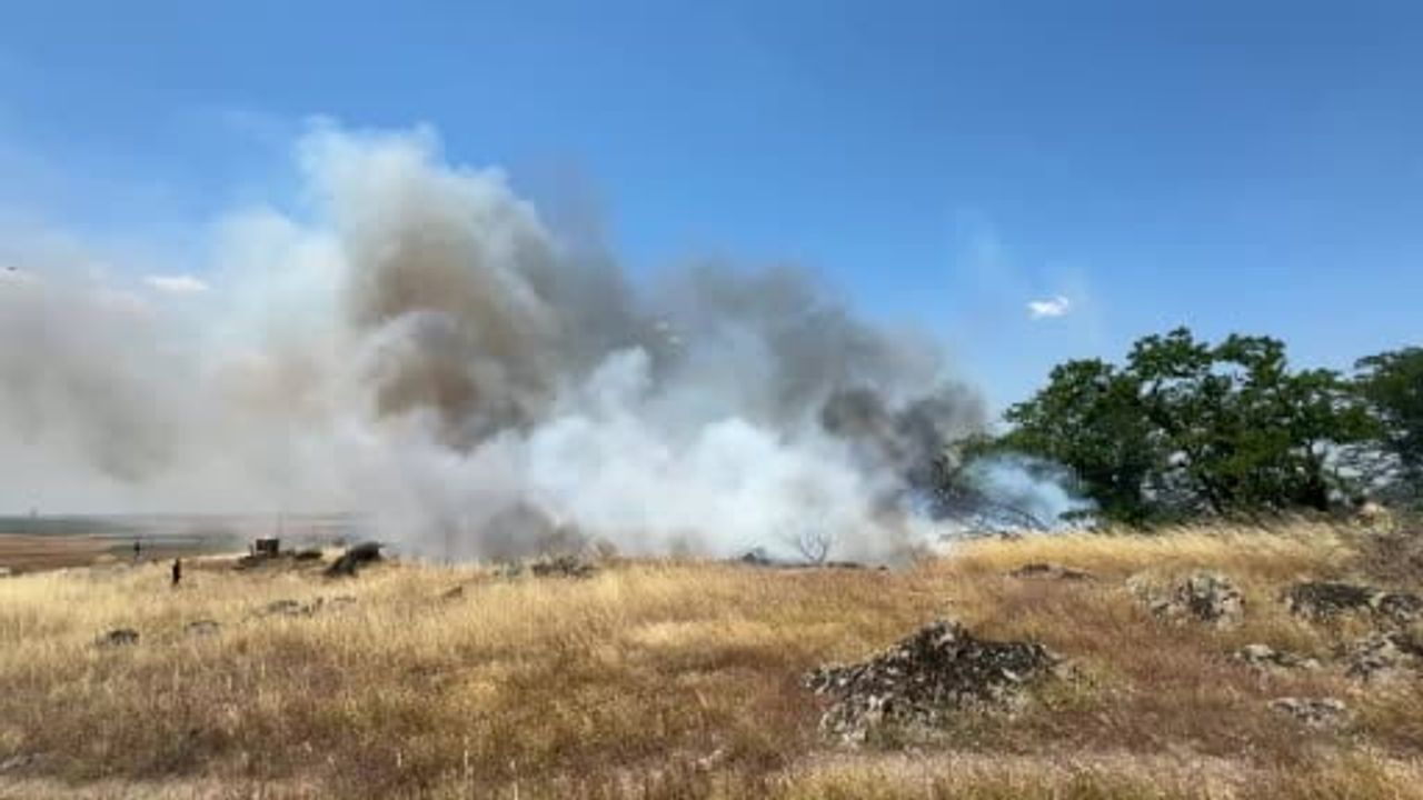 Edirne'de Lalapaşa'da çıkan yangına itfaiye ve vatandaşlar müdahale etti