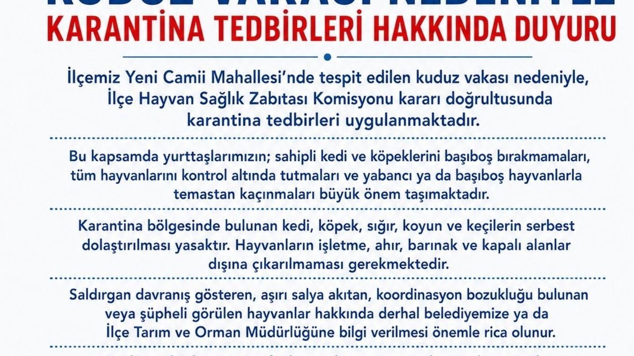 Edremit’te kuduz vakası sonrası karantina uygulaması başladı