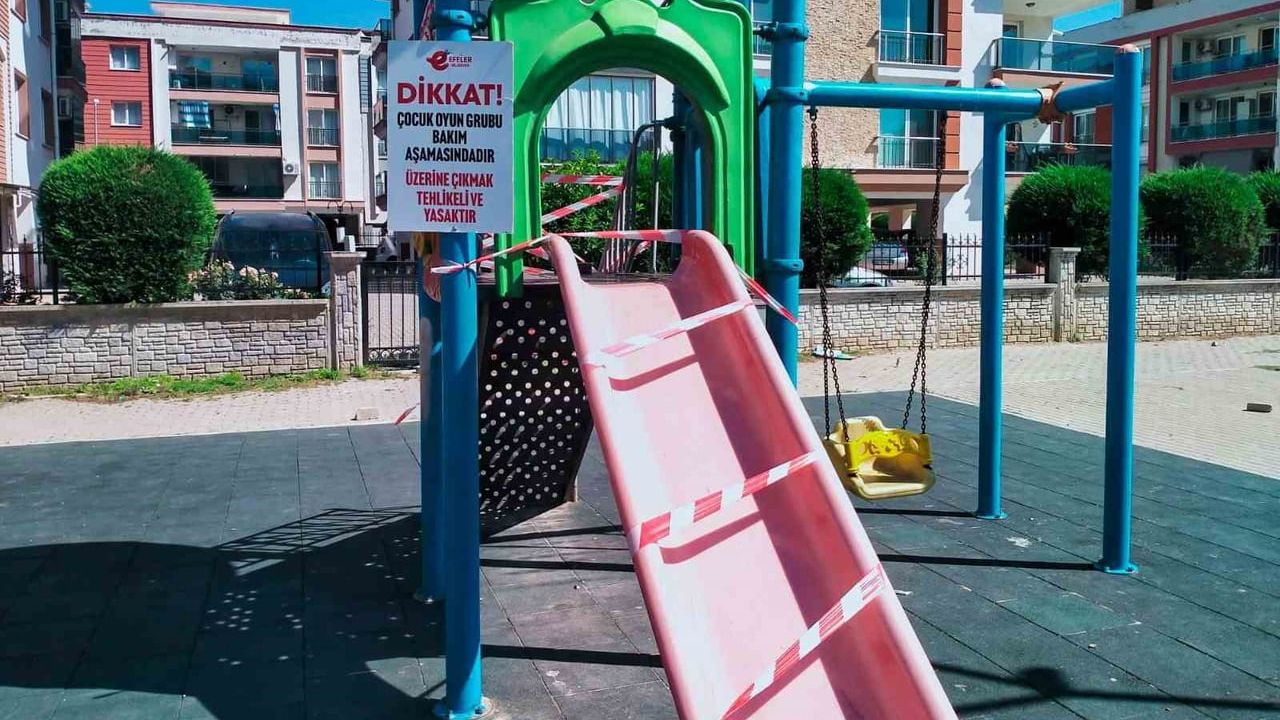 Efeler Belediyesi parklarda onarım çalışmalarına başladı