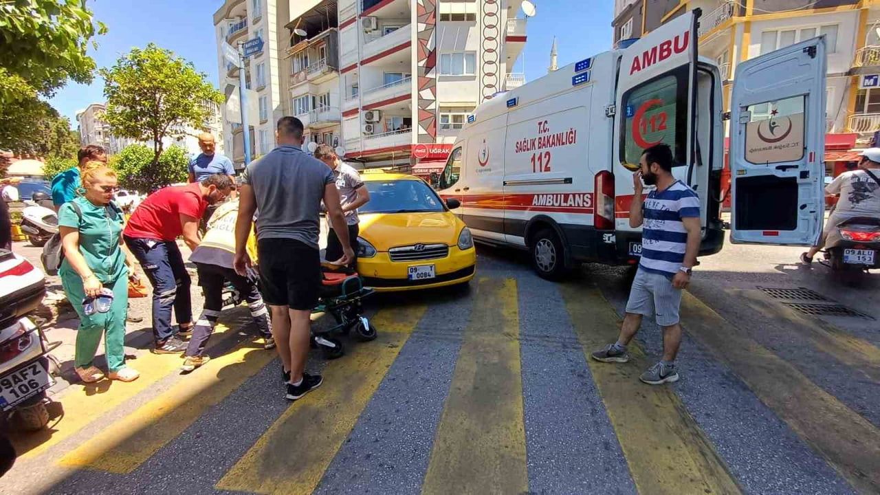Efeler'de ticari taksinin yayaya çarpması sonucu 1 kişi yaralandı