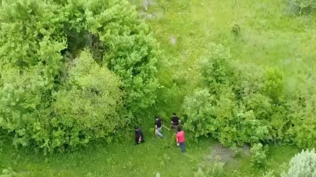 Eflani'de muhtarın dronuyla kaçak kazı şüphelileri tespit edildi