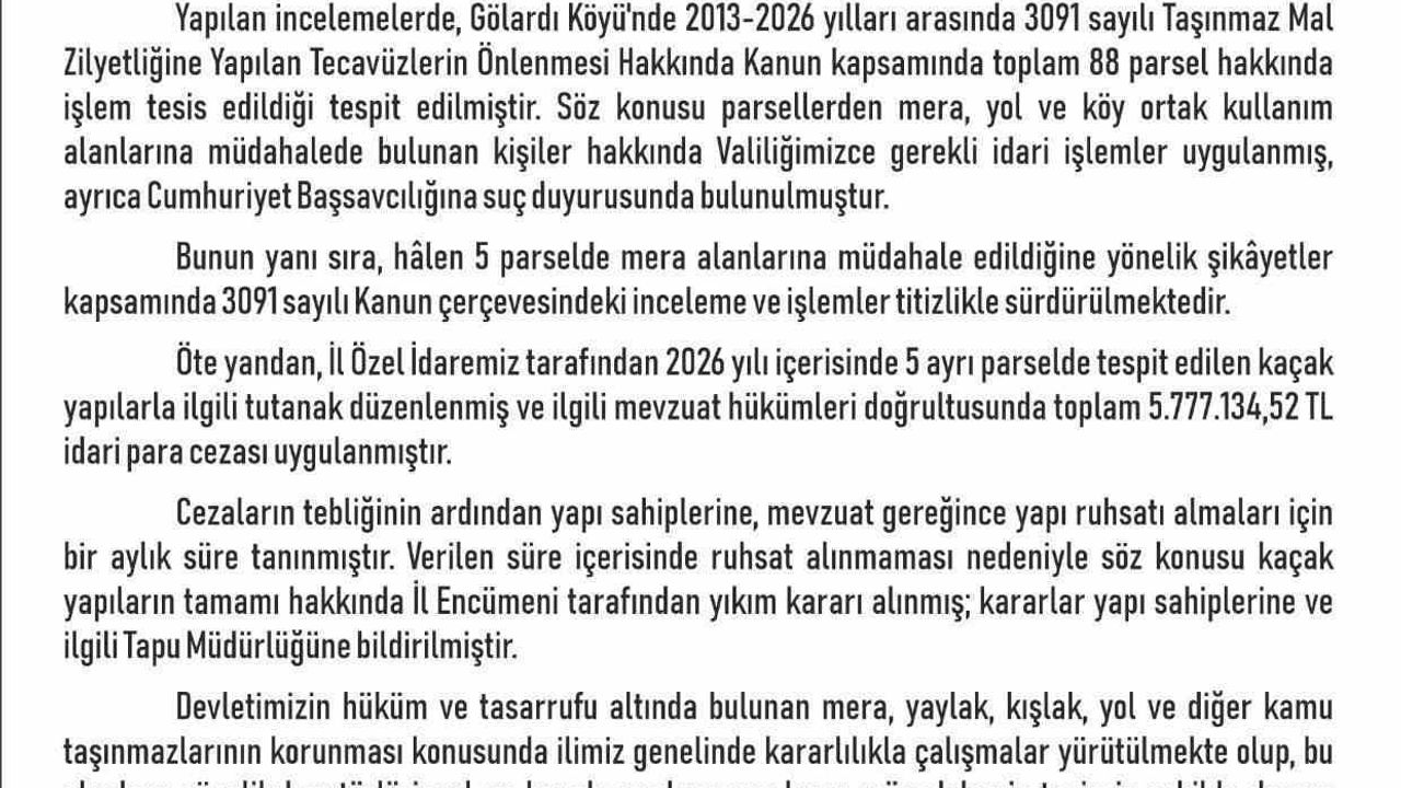 Elazığ’da kaçak yapılara 5 milyon 777 bin lira ceza ve yıkım kararı