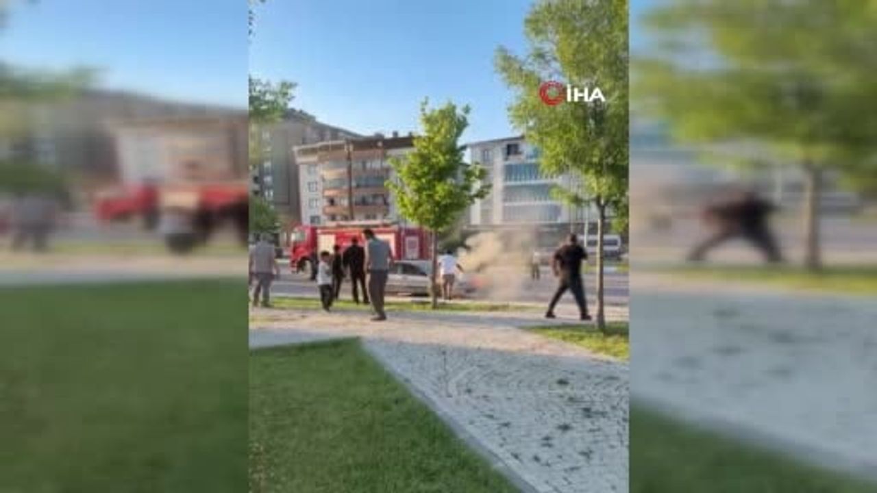 Elazığ'da seyir halindeki araç alev aldı