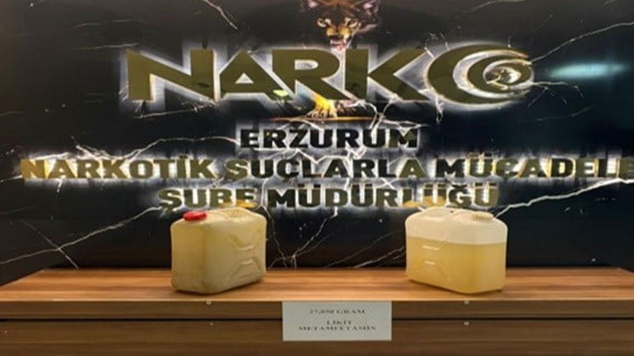 Erzurum’da narkotik operasyonu: 27 kilo 850 gram likit metamfetamin ele geçirildi