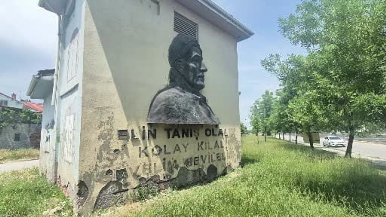 Eskişehir'de iki trafo kutusu arasında görsel çelişki: Birinde '3 bin yıllık tarihimize sahip çıkıyoruz', diğerinde Yunus Emre silüeti yıpranmış