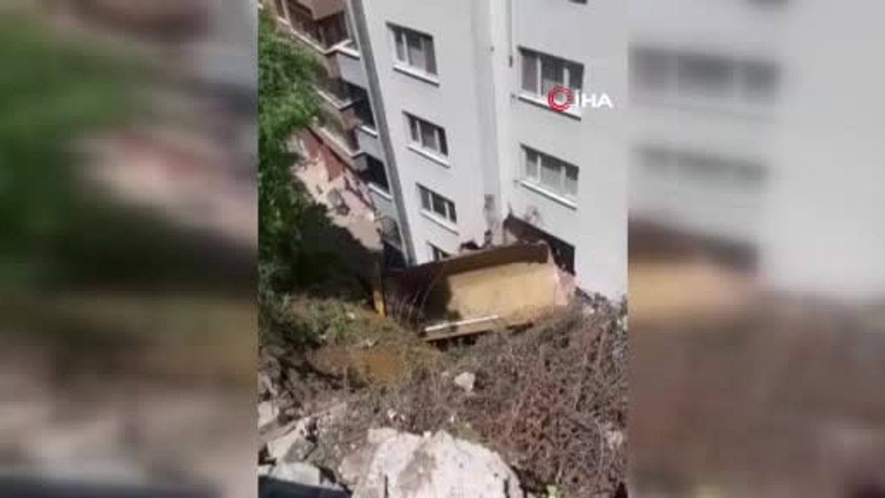Freni boşalan kamyon apartman ile duvar arasına girdi: 2 daire zarar gördü