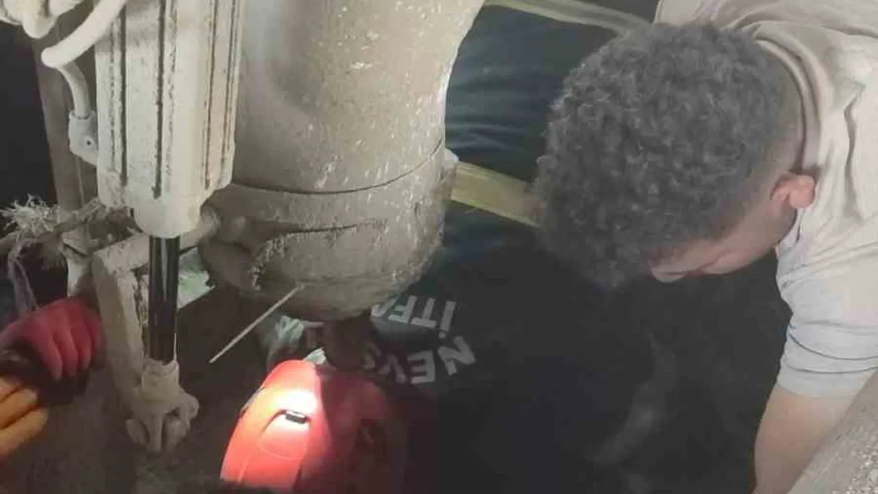 Gülşehir'de harç karma makinesine sıkışan işçi ağır yaralandı