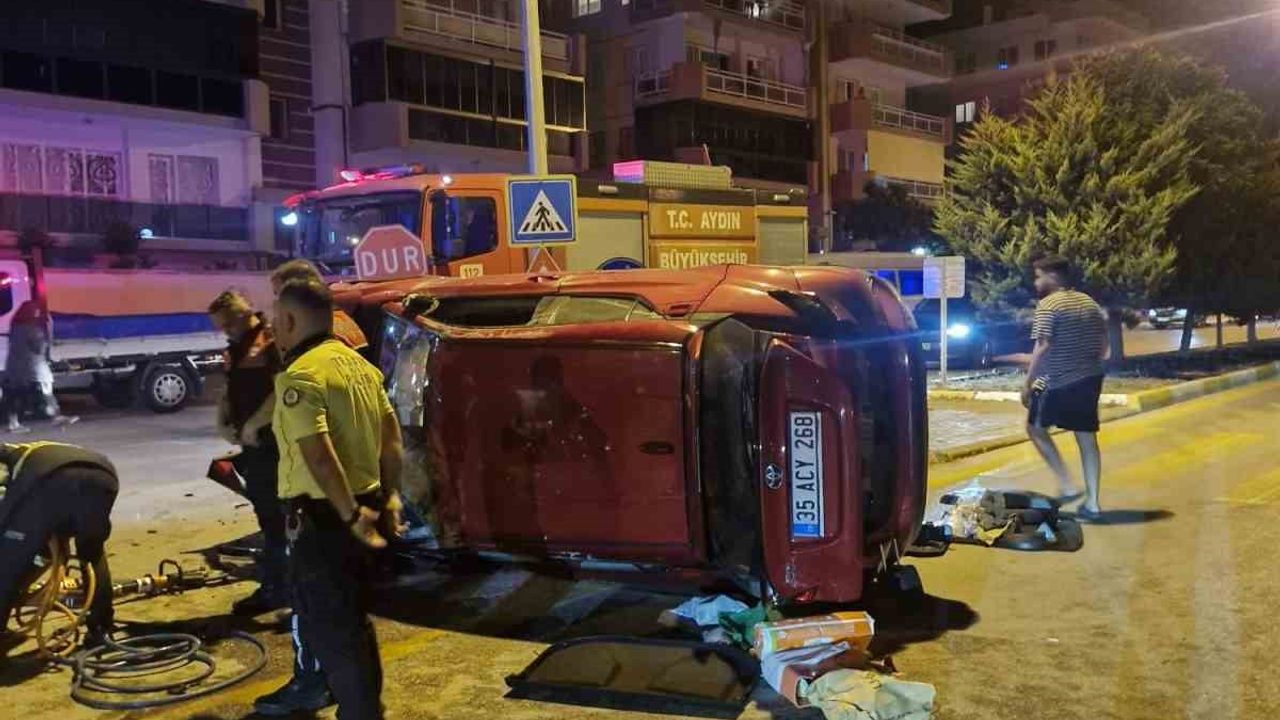 Hasan Reis Bulvarı'nda takla atan otomobilin sürücüsü yaralandı