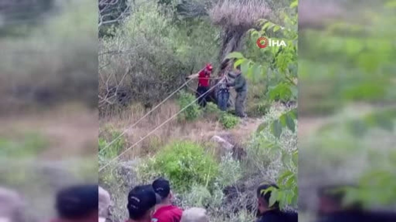 Jandarma dere kenarında mahsur kalan 3 kardeşi kurtardı