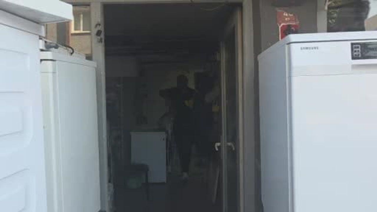 Karadeniz Ereğli'de beyaz eşya tamircisine giren martı yavrusu zarar görmeden çıkarıldı