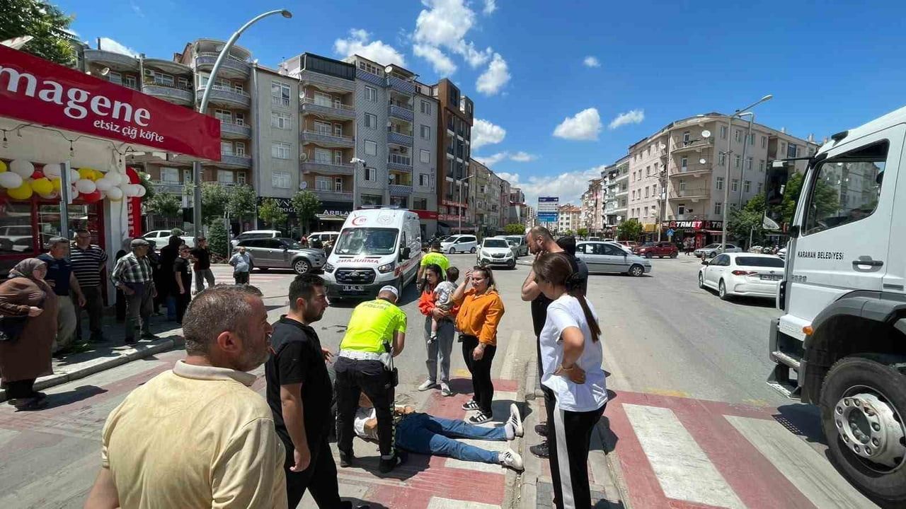 Karaman'da otomobille çarpışan motosiklet sürücüsü yaralandı