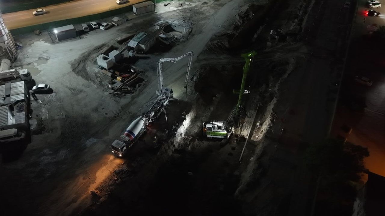 Kayseri'de Kartal Katlı Kavşağı'nda gece çalışmaları başladı