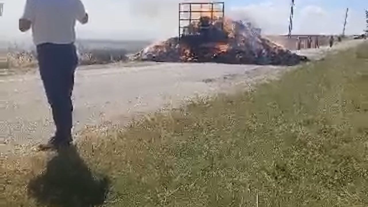 Lüleburgaz’da römorkta saman balyası yangını