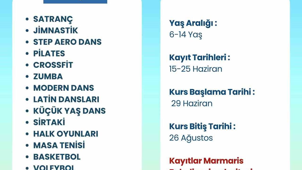 Marmaris Belediyesi’nden çocuklar için 17 branşta ücretsiz yaz kursu