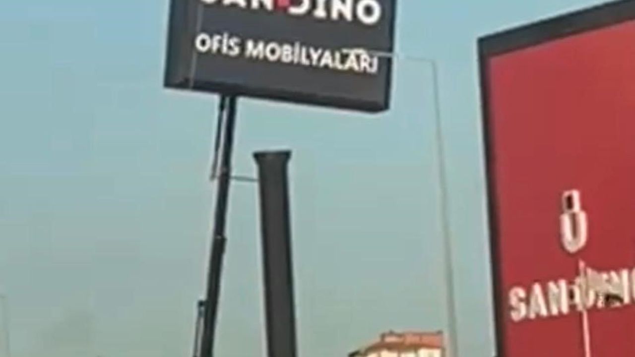 Melikgazi'de önlem almadan reklam panosu montajı tehlike yarattı
