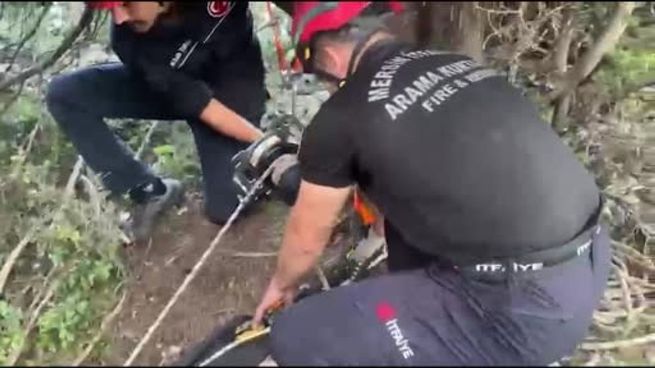 Mersin'de 70 metre derinlikte mahsur kalan oğlak, itfaiye ekiplerince kurtarıldı