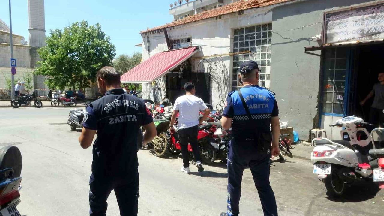 Muğla'da zabıta ekiplerinden motosiklet tamircilerine sıkı denetim