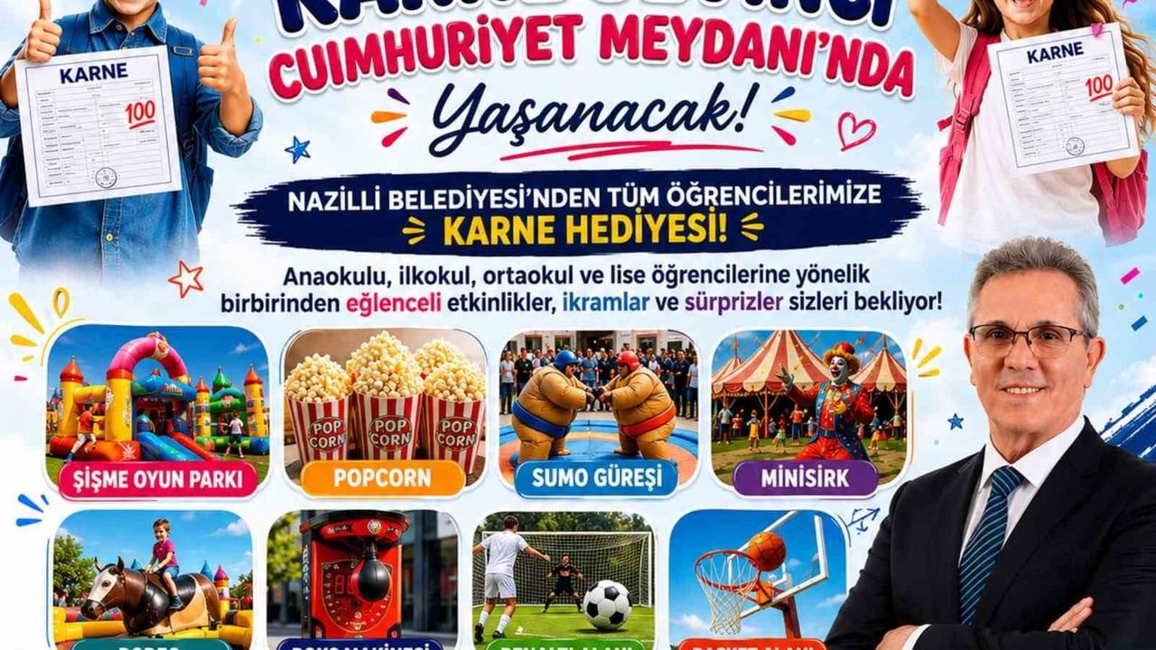 Nazilli Belediyesi'nden öğrencilere karne hediyesi