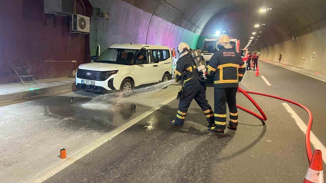 Osmangazi tünelinde yangına müdahale ve kurtarma tatbikatı