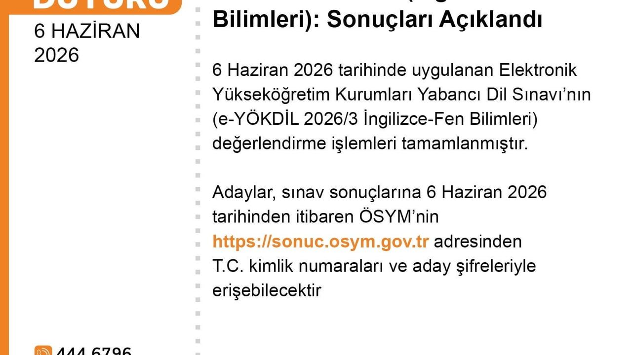 ÖSYM e‑YÖKDİL 2026/3 sonuçlarını açıkladı: İngilizce-Fen Bilimleri değerlendirmesi tamamlandı