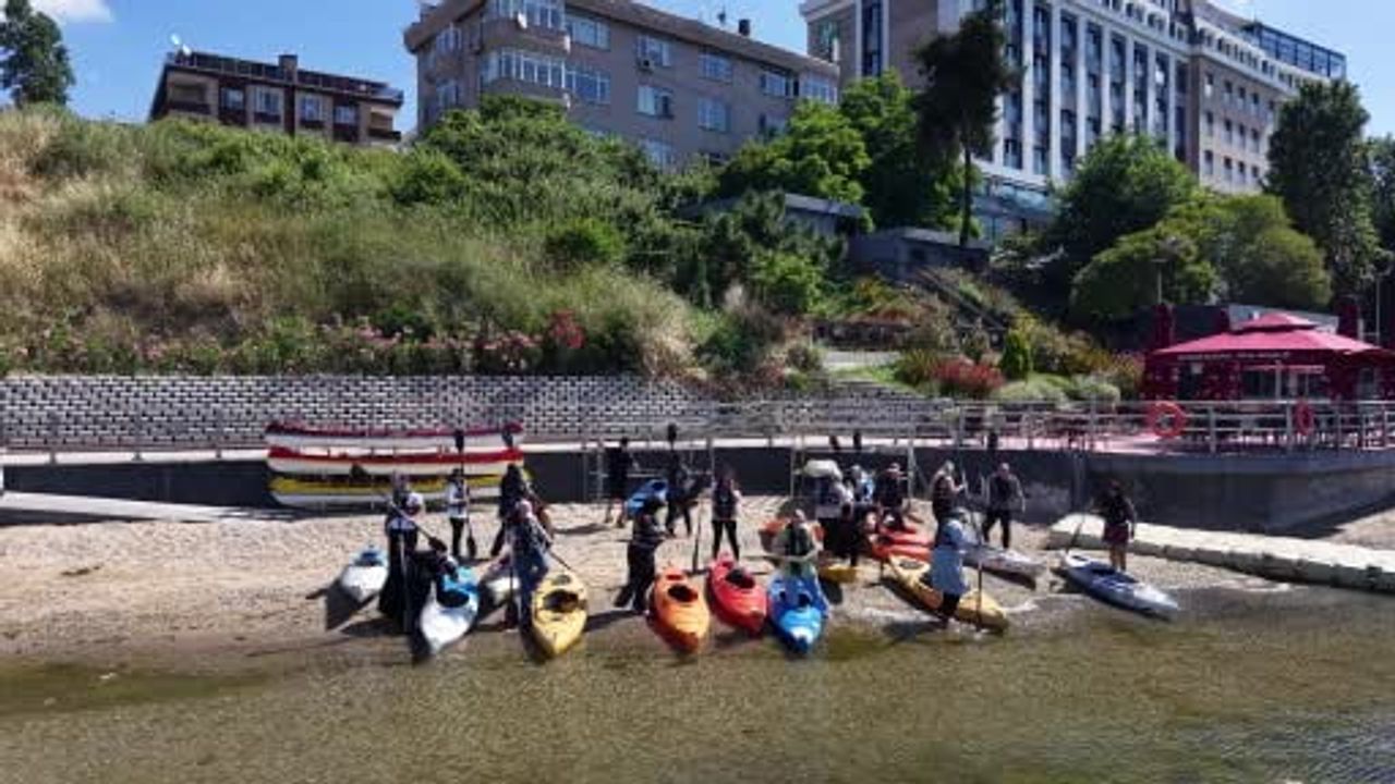 Pendik'te ücretsiz kano etkinliği havadan görüntülendi