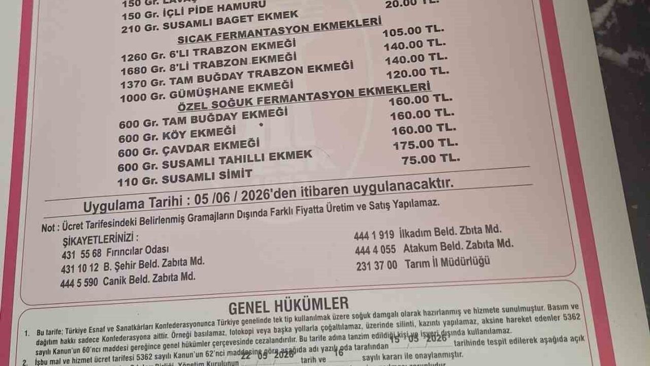 Samsun'da ekmek zammı: 210 gram ekmek 17,5 TL oldu