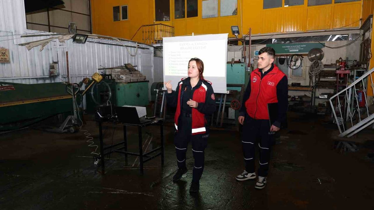 Talas’ta işçilere yangın eğitimi: İlk müdahale ve doğru ihbar vurgulandı