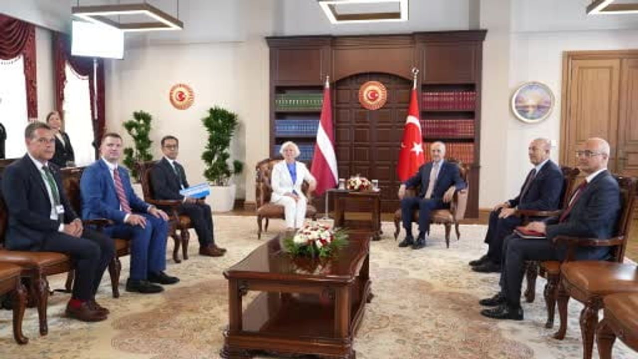 TBMM başkanı Kurtulmuş, Letonya parlamentosu başkanı Mieria ile görüştü
