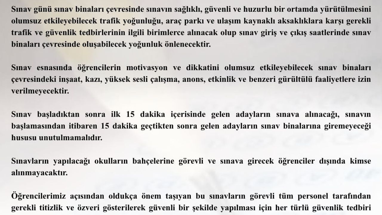 Tekirdağ Valiliği'nden LGS Öncesi Uyarı: Sınav Saatlerinde Gürültülü Faaliyetlere Yasak