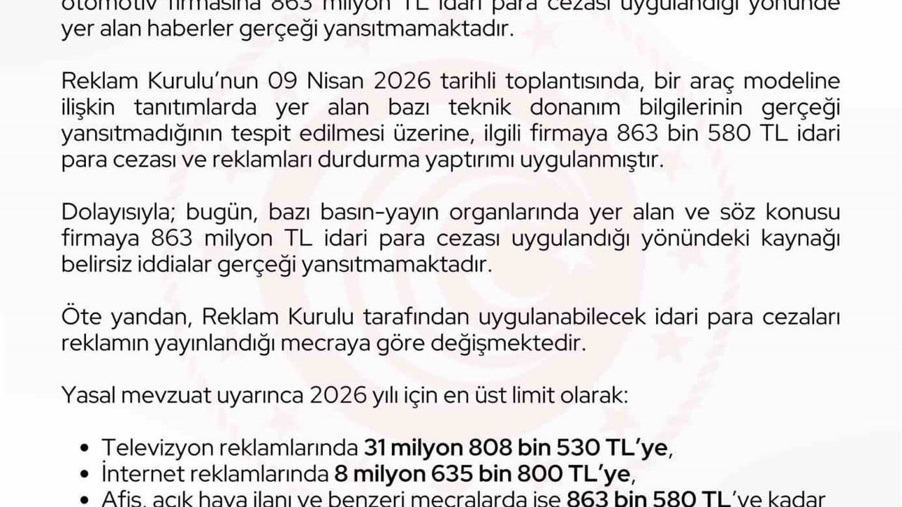 Ticaret Bakanlığı: 863 milyon lira cezası iddiaları gerçeği yansıtmıyor