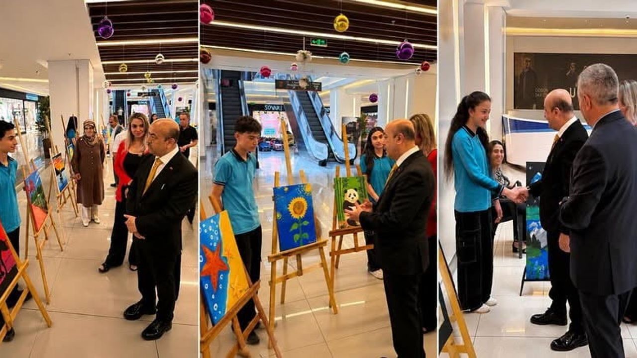 Ulalar Ortaokulu öğrencilerinin yıl sonu resim sergisi açıldı