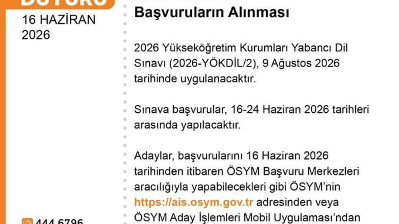 YÖKDİL-2 başvuruları başladı