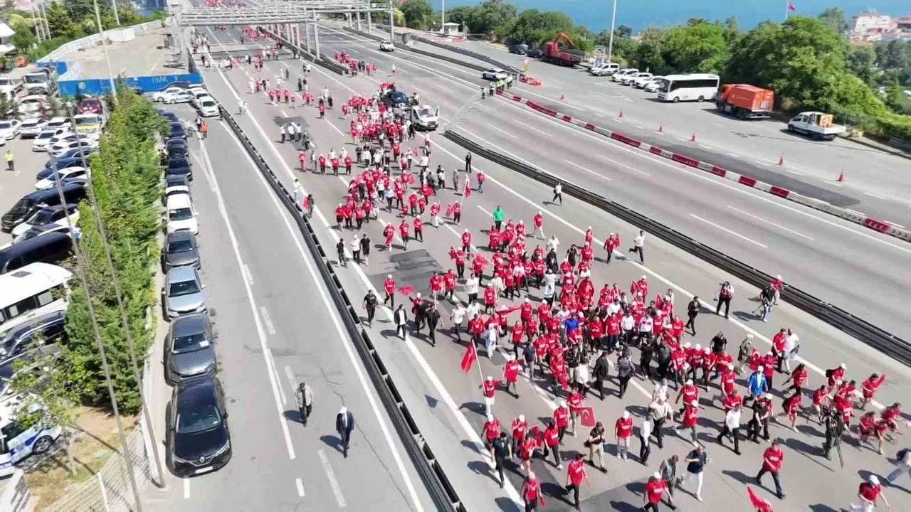 15 Temmuz anma yürüyüşü drone ile görüntülendi