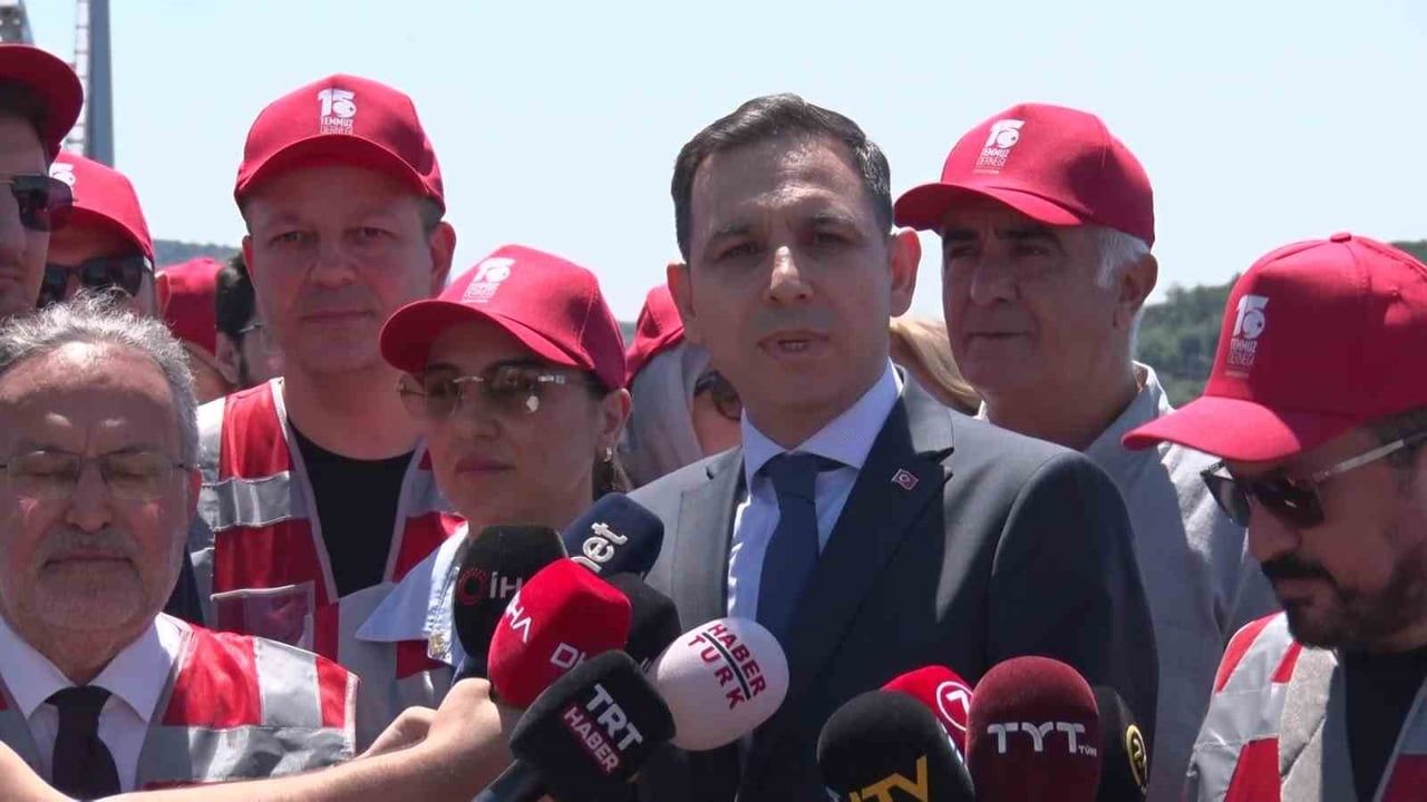 15 Temmuz’un 10’uncu yılında köprüye dev Türk bayrağı asıldı